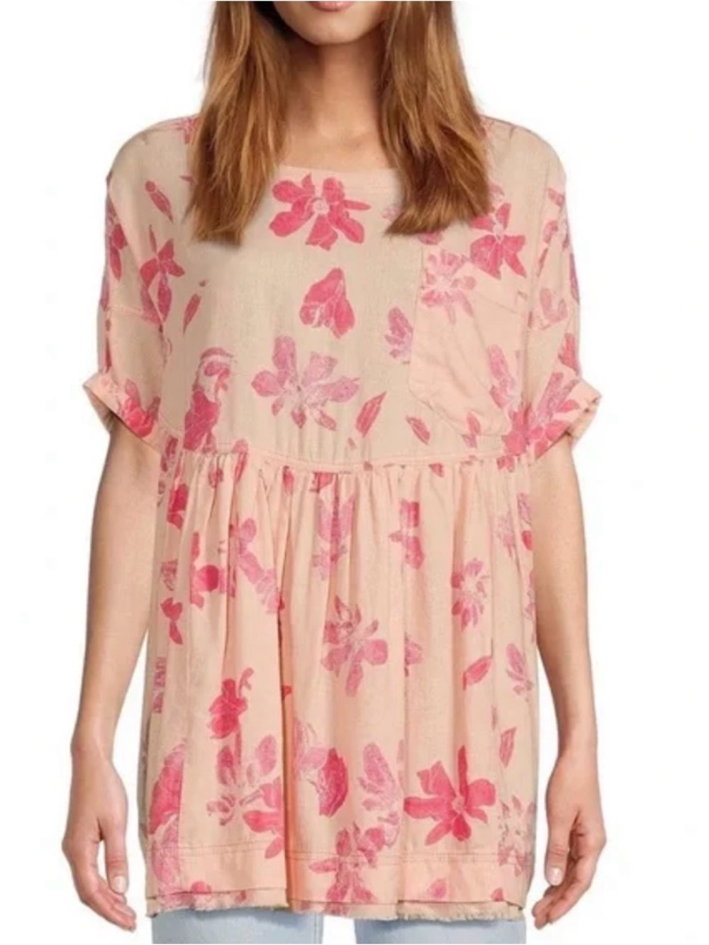 NWOT We The Free Moon City Floral Print Short Sleeve Top Size XS